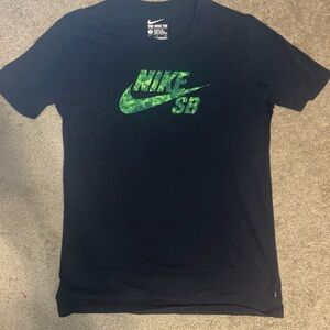 Nike Black Tee with Green Logo